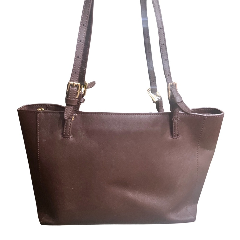 Tory Burch Emerson Saffiano Small Tote – Tempranillo Chocolate Brown - Picture 3 of 12